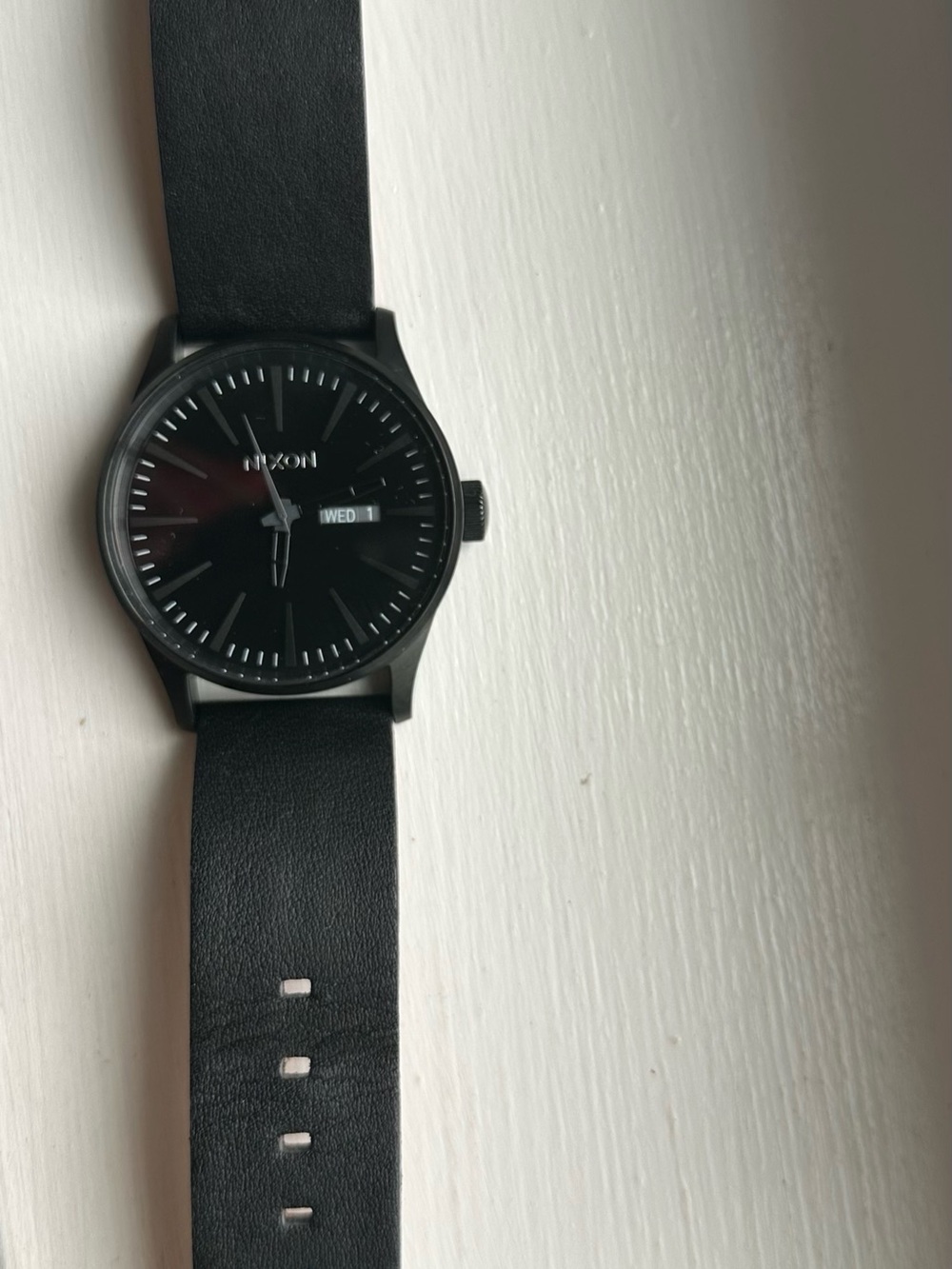Nixon Black Minimalist Leather Strap Watch